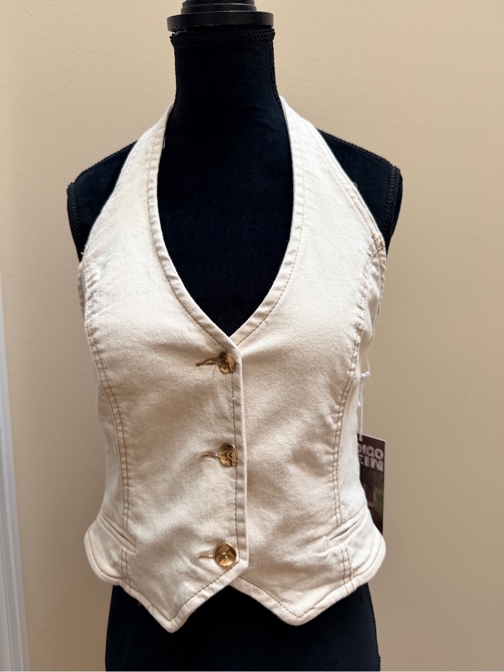 INDIGO REIN Cream Vest Halter Top Western Women’s Size Small NEW